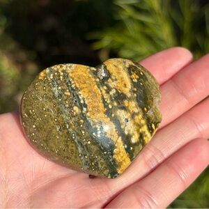 Ocean Jasper Crystal Puffy Heart Carving with Natural Imperfections (OBJ)